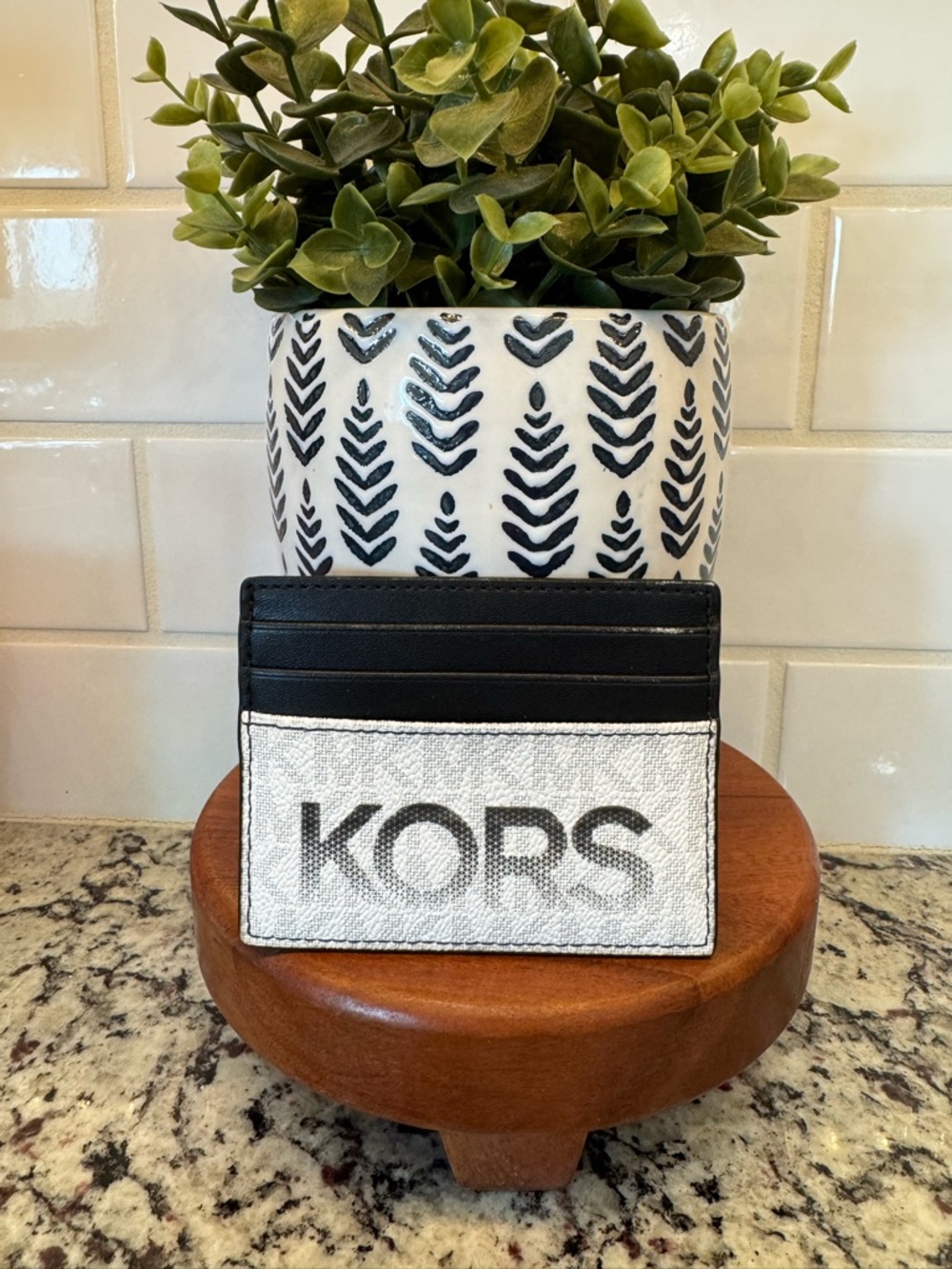 Michael Kors Black and Silver KORS Logo Card Holder